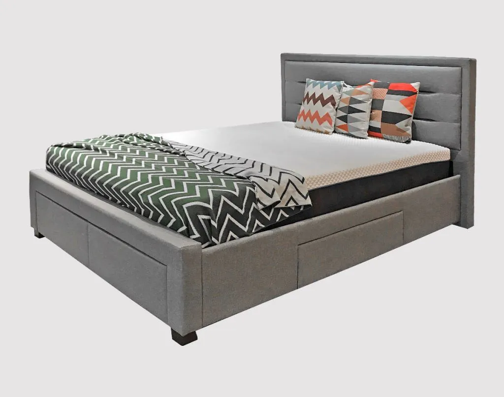 The Baton Sleep "Stash" storage bed frame. Ignore the bed sheet and pillow cases, no one deserves to see those, in this combination.