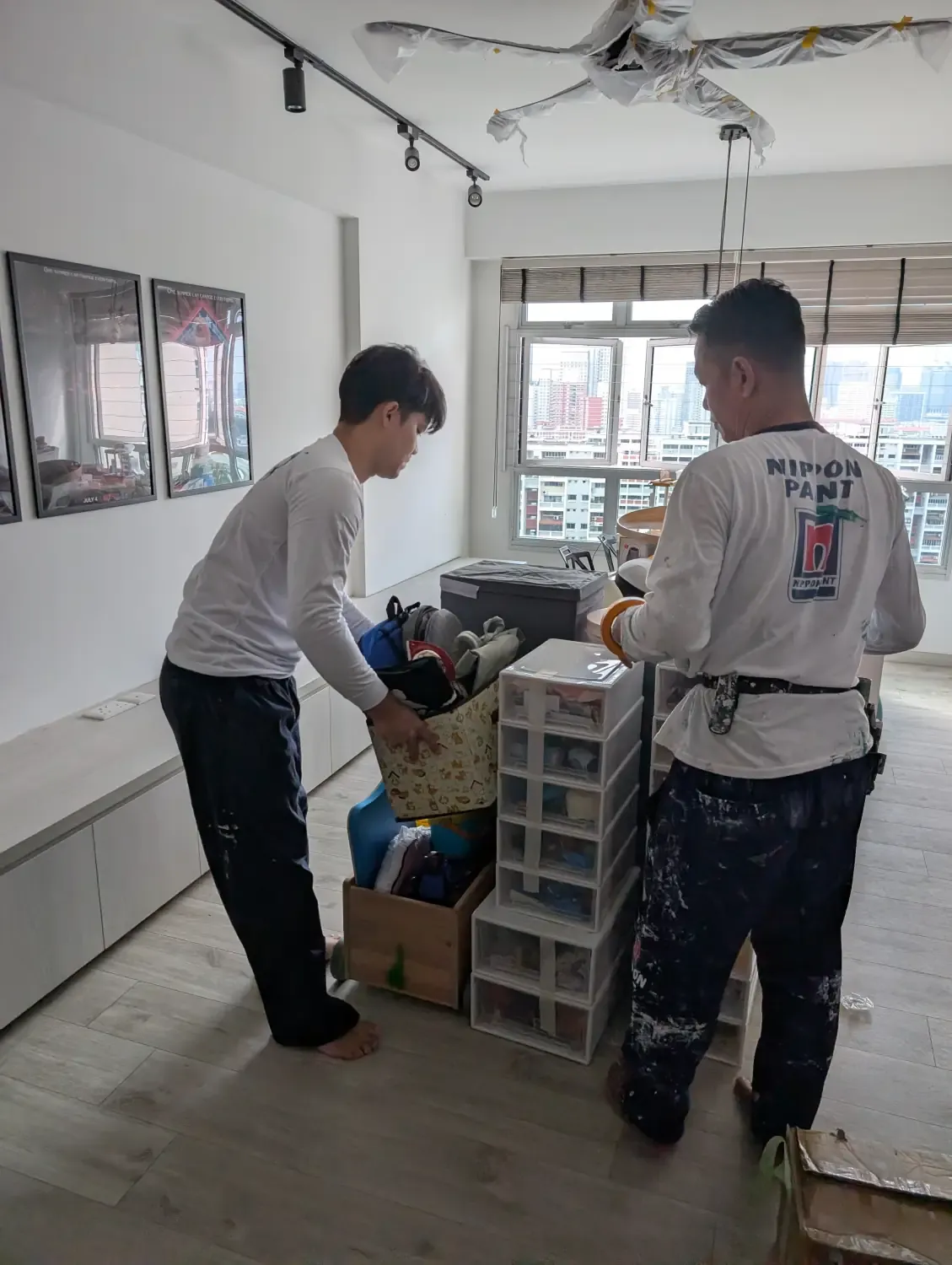 Packing and stacking.