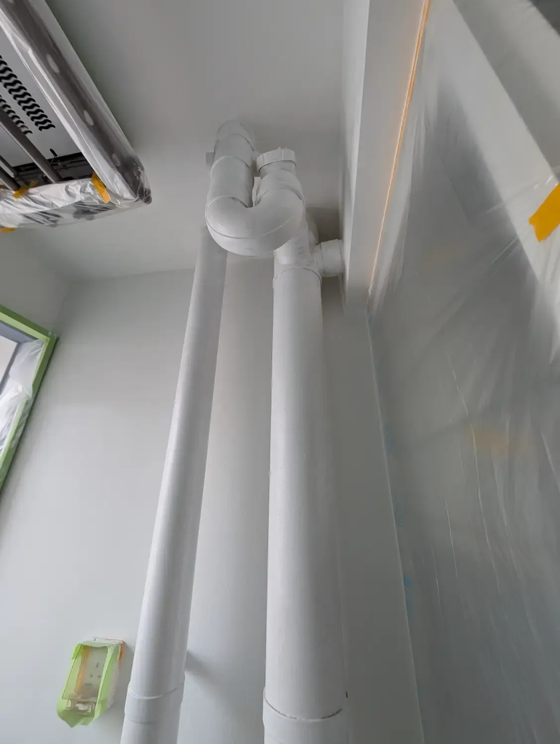 Even the service yard pipes were painted, which previous renovation didn't