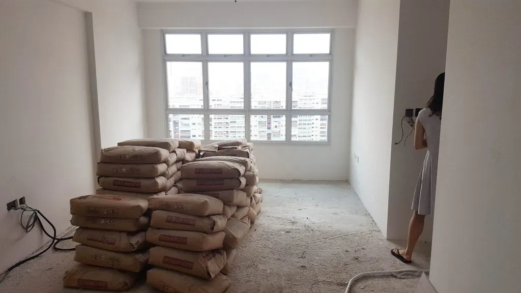 The cement screed materials loaded and placed in the house. This usually happens after you have paid.