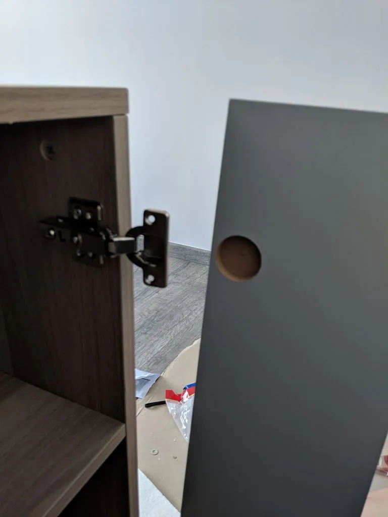 There weren’t any holes to guide us in placing the screws. We had to just press the screws in harder with an electrical screwdriver.