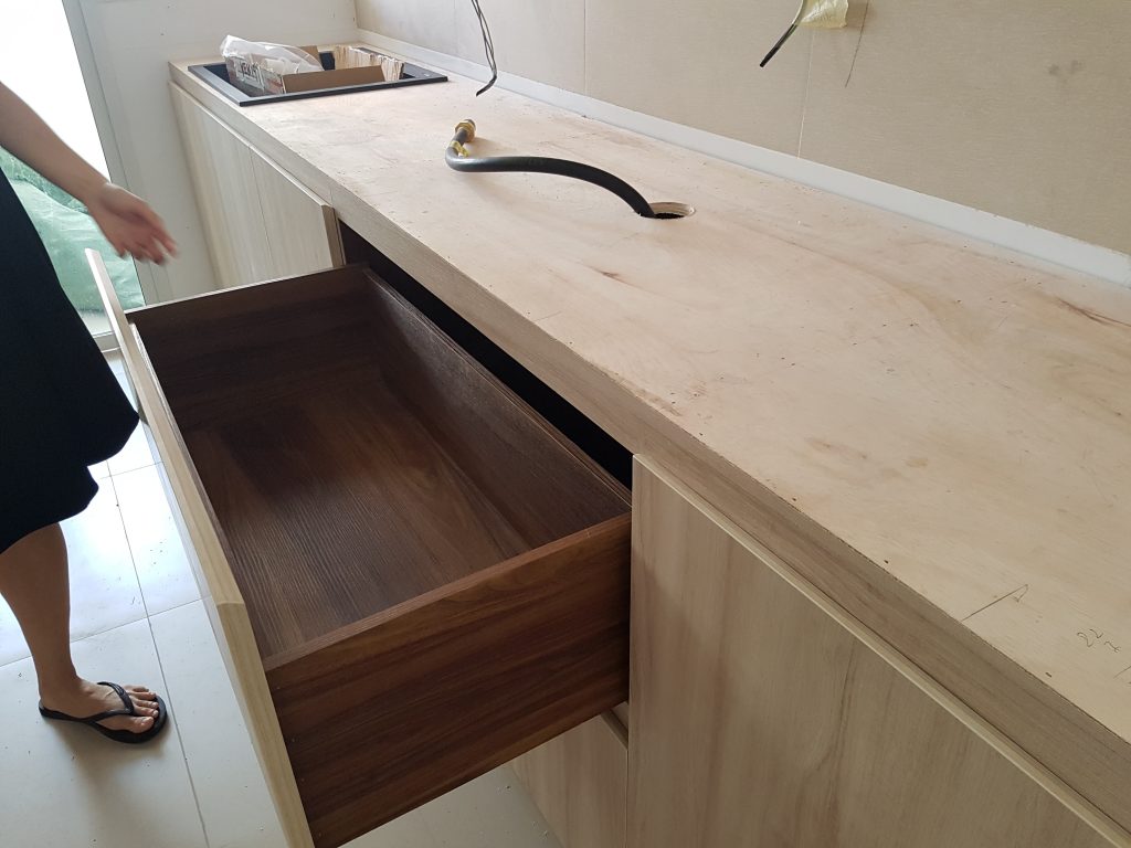 One of the large drawers under the hob.