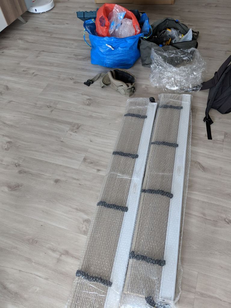 The blinds which were packed in bubble wrap and transported.